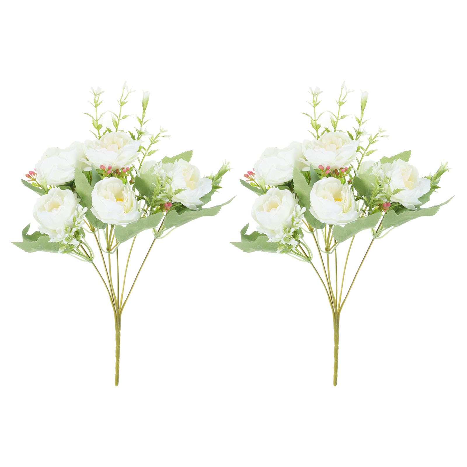 PATIKIL 6 Branch Artificial Silk Peony Hydrangea with Stem, 2 Pack Fake Flowers Faux Peonies Decoration Bouquet for Wedding Home Office Decoration, White