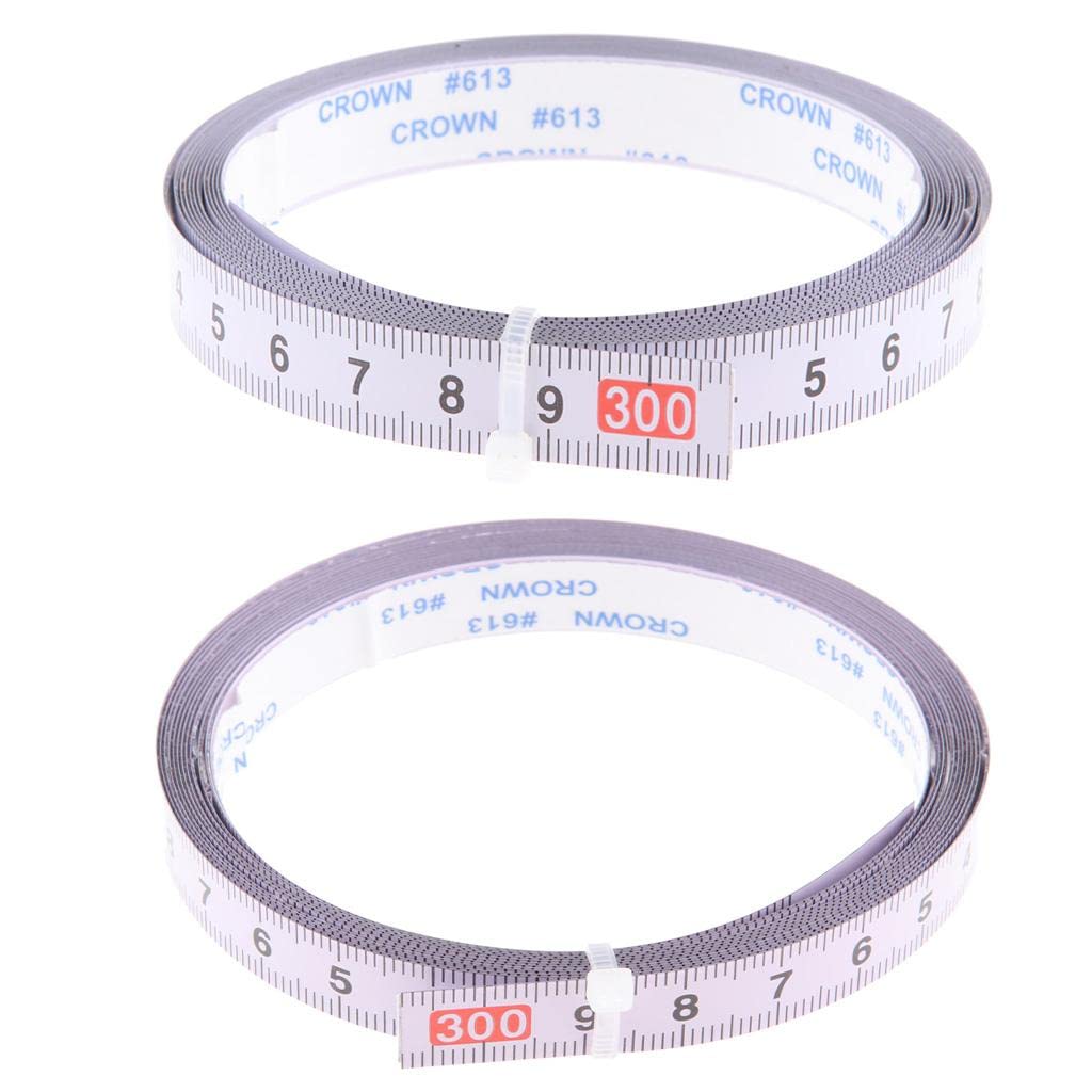 Set of 2 Self Adhesive Measure Tape Metric Stick Ruler, 300cm Right to Left and Left to Right T-Track Measuring Tapes Steel Sewing Machine Sticker Ruler for Workbench Router Table Band Tool