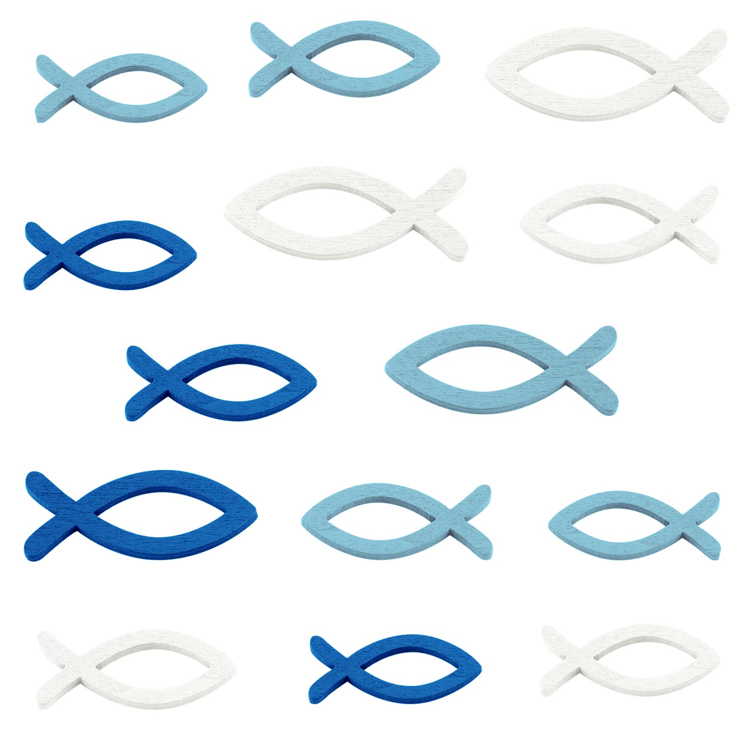 FEPITO 108 Pcs Fish Decorations Wooden Fish Crafts Supplies Home Decorations, Mixed Size …