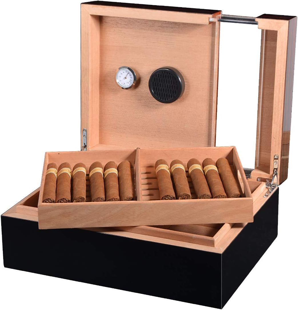 Volenx Cigar Humidor for Approx. 50 Cigars, Travel Cigar Box with