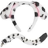 Broeify 2-Piece Dalmatian Dog Ears and Tail Costume Accessory Set - Dalmatian Puppy Ears Headband and Tail for Halloween, Dress-Up Parties, Cosplay, and Animal-Themed Party Supplies