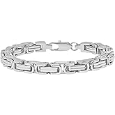 Men's 8.5" Stainless Steel Square Byzantine Bracelet - Intricate Design, Secure Lobster Claw, Timeless Appeal