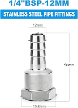 ERGAOBOY 2 Pcs 304 Stainless Hose Barb Fittings 12mm to 1/4 BSP Female view 2
