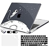 MecBevia Compatible with MacBook Air 13.6 inch Case, M4 A3240/M3 A3113/M2 A2681 (Released 2025 to 2022), Hard Shell, Keyboard Cover, Screen Protector, Webcam Cover & Type-C Adapter, Astronauts Stars
