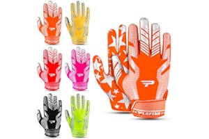 PLAYEUR Sticky Receiver Adult and Kids Football Gloves - Stretch Fit, Durable Grip | Youth Football Gloves for Boys 8-12 in Vibrant Colors