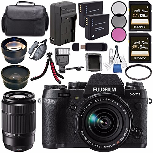 Fujifilm-X-T1-Mirrorless-Digital-Camera-with-18-55mm-Lens-16421555-Fujifilm-XC-50-230mm-f45-67-OIS-II-Lens-Black-16460771-NP-W126-Battery-Charger-Case-Tripod-Flash-Bundle