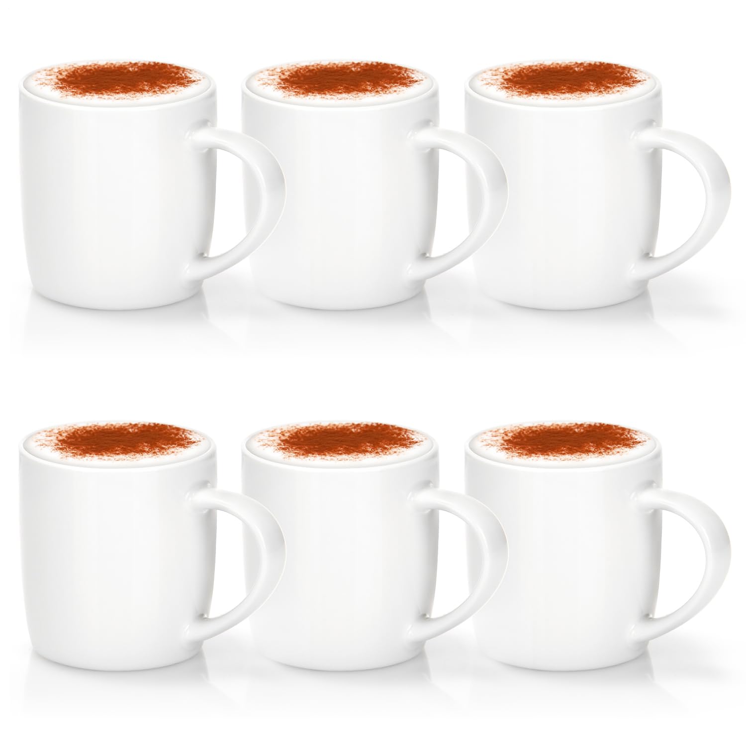 com-four® Set of 6 Porcelain Coffee Mugs, Modern Design, Classic White Cups for hot and Cold Drinks, 330 ml — image 1
