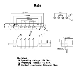 2 Pair Magnetic Pogo Pin Connector, 2/3/4/5P 2A
