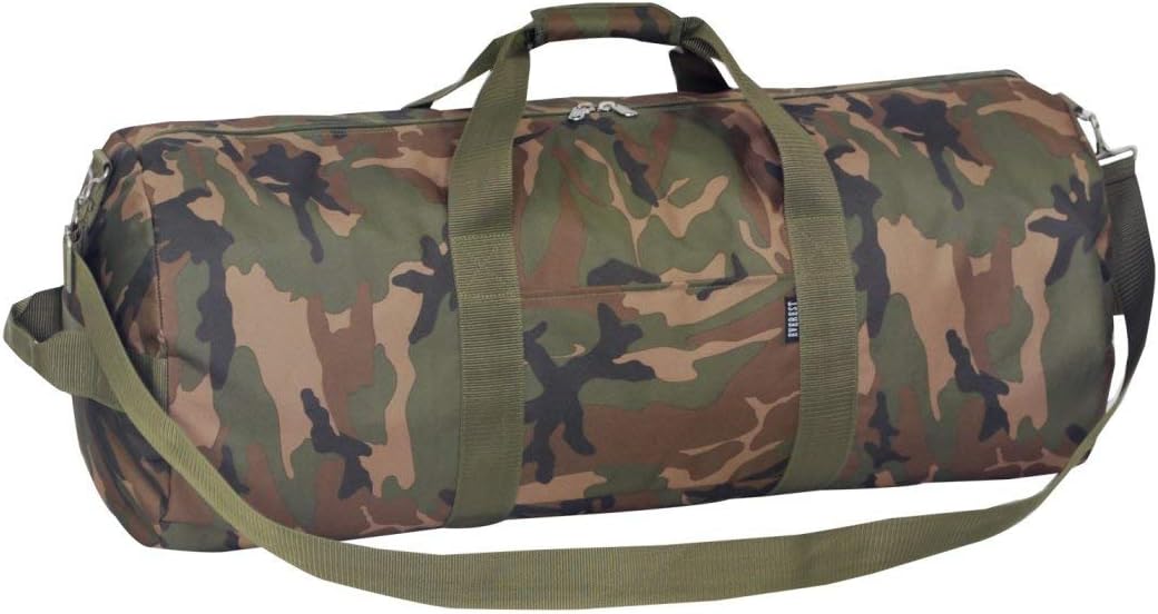 DH Dark Green Tan Brown Black Camouflage Army Print Theme School Gym Duffel Bag, Boys All Over Multi Camo Hunters Hunting Themed Sleepover Travel Duffle : Sports & Outdoors