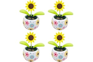 JINSHINING 4Pcs Sunflower Solar Dancing Flower Dancing Solar, Powered Swinging Animated Dancer Toy Office Desk Car Decoration for Car, Funny Ornaments, Power Kits Dolls and Accessories