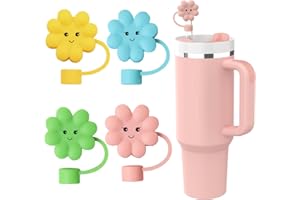 SOMAYO 4Pcs Sunflowers Straw Cover Cap for Stanley Yeti cup 30&40Oz 8-10mm Tumbler, spill leak stopper Silicone Straw Topper for Stanley Cup Accessories,Decorations Birthday Gift Anniversary