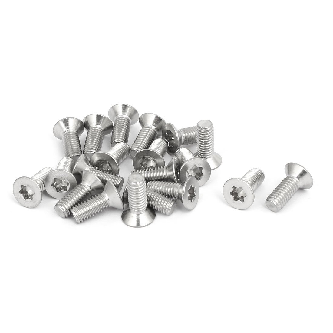 Sourcingmap M6x16mm 304 Stainless Steel Flat Countersunk Head Torx Screws Silver Tone 20pcs