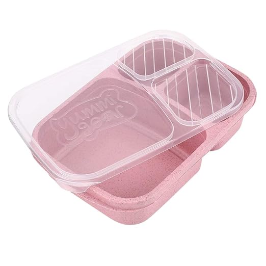 WEIWEITOE Paja de Trigo Bento Box 3 Rejillas con Tapa Microondas ...