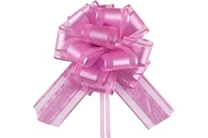 HSXJJ 6 Pcs Large Gift Bow,Pull Bows for Gift Wrapping,Basket and Wedding Decoration,Holiday and Birthday Presents Wrapping Bows,Christmas Bows for Gift Wrapping (Light Pink)