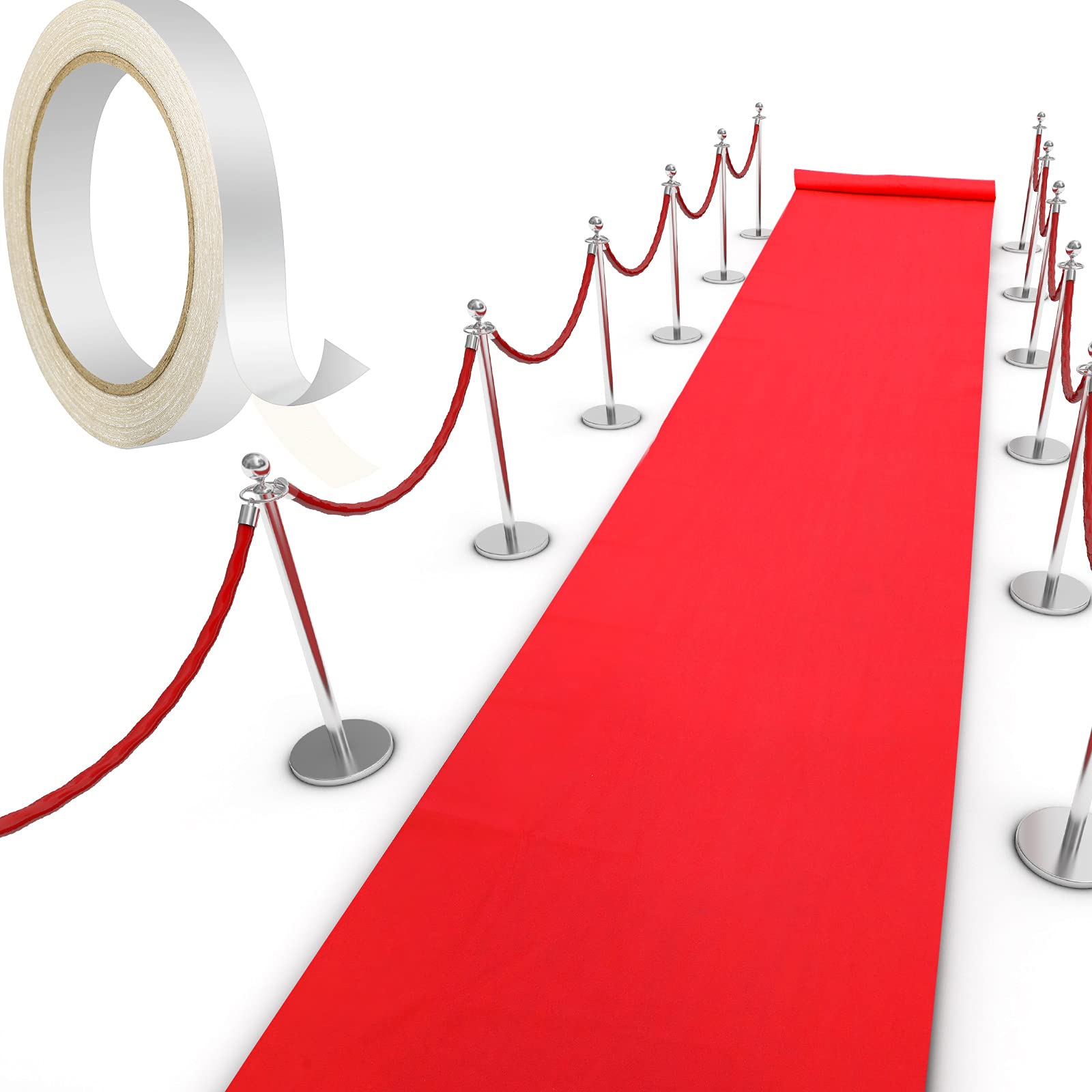 Shappy Red Carpet Runner Rug for Party 55gsm Thickness with 1 Piece Carpet Tape for Wedding Christmas Xmas Christmas Outdoor Accessories, Wedding Party Hallway Rug(2.6 x 60 Feet)