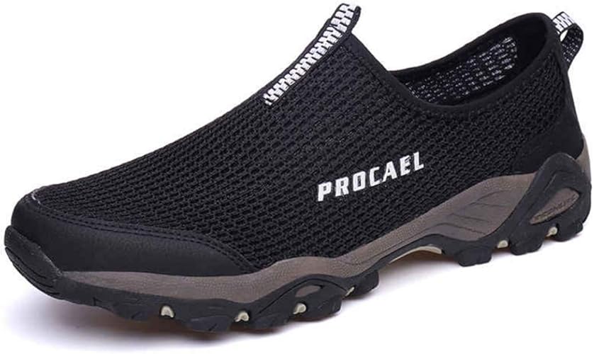 Summer Walking Travel Shoes Men Breathable Mesh Slip On Solid Color