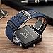 PHCOOVERS OULM 3595 Men's Military Sport Multi Time Zone Canvas Band Quartz Square Dial Watch-Dark Blue Antique