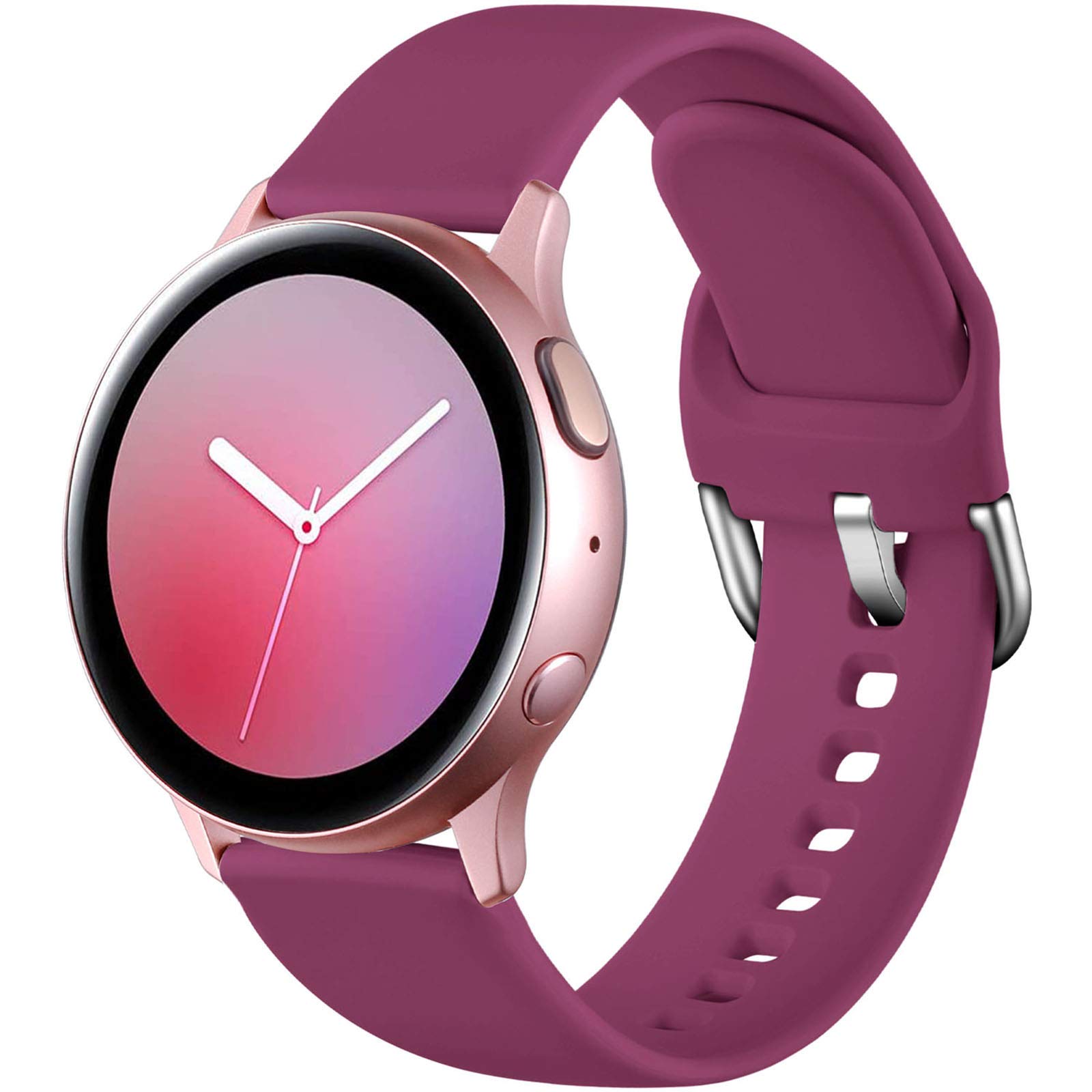 Dirrelo Sport Strap Compatible With Samsung Galaxy Watch Active/Active 2 40mm/44mm, 20mm Waterproof Silicone Replacement for Samsung Galaxy Watch 6/5/4 40mm 44mm Strap for Women Men,LargeFuchsia