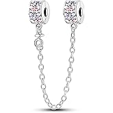 925 Sterling Silver Safety Chain Charm Dangle Pendants Clip Beads for Bracelet Bow Knot Love Butterfly Sunflower Stopper Spacer Charm for Women