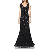 Vijiv 1920s Long Maxi Prom Gowns Sequin Mermaid Bridesmaid Formal Evening Dress