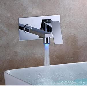 Grifo del lavabo del baño Luz LED montada en la pared Llave individual