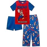 Super Mario Boys Pajama Set - 3 Piece Pants, T-Shirt & Shorts - Sleepwear PJ Set for Kids, Toddler Boys Pajamas