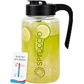 Spreccio Borosilicate Glass Pitcher with Lid, 64 oz Mason Jar Pitcher Pour Spout Lid Airtight Leak-proof, Sun Tea Glass Jar for Outside, Breastmilk, Cold Brew, Coffee and Iced Tea