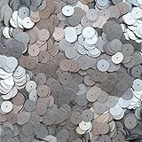 10mm Sequins Flat Round Matte Silver Silk Frost Loose paillettes. Embroidery, arts, crafts, bridal, embellishment. Made in USA