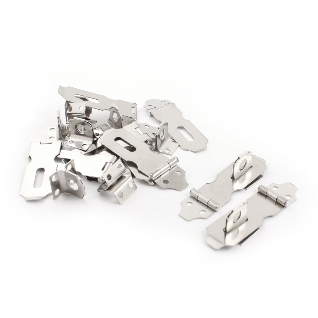 Sourcingmap 10Sets Silver Tone Metal Cupboard Gates Padlock Latch Door Hasp Staple