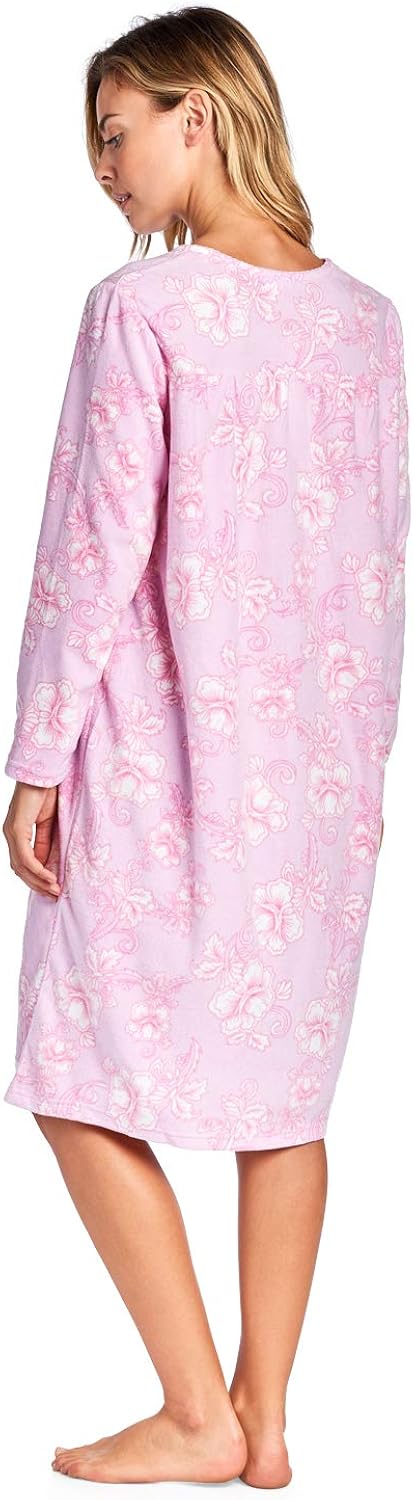Casual Nights Women's Cozy Long Sleeve Fleece Nightgown at  Women’s Clothing store