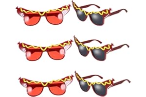 BESPORTBLE Party Hot Dog Glasses 6Pcs Plastic Costume Eyewear Red and Gray Sausage Design for Birthday and