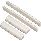 Blisstime 2 Sets 4pcs 6 String Acoustic Guitar Bone Bridge Saddle and Nut Made of Real Bone