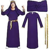 Mepase 4 Pcs Men Biblical Wise Man Costumes Set Adult Nativity Costumes Bible Jesus Outfits Christmas Clothing Accessories