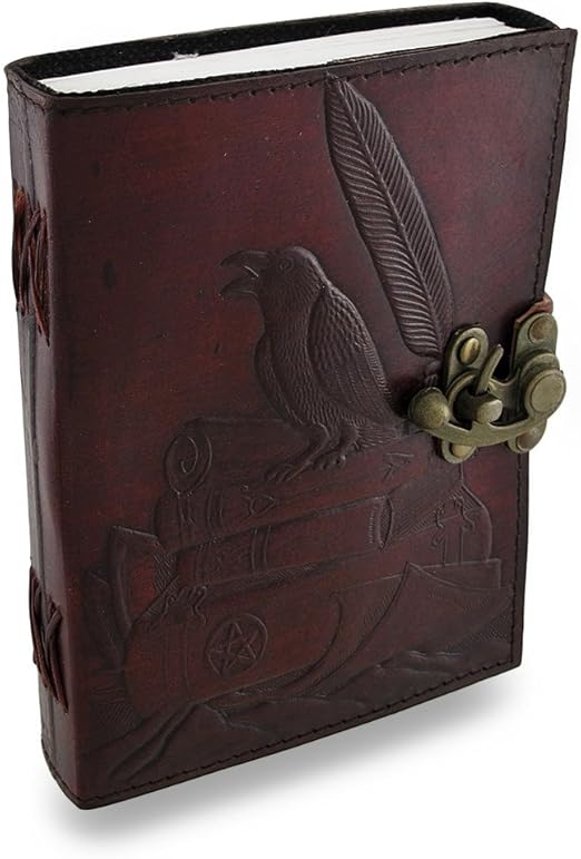 Raven On Books Embossed 5 X 7 In. Leather Journal 240