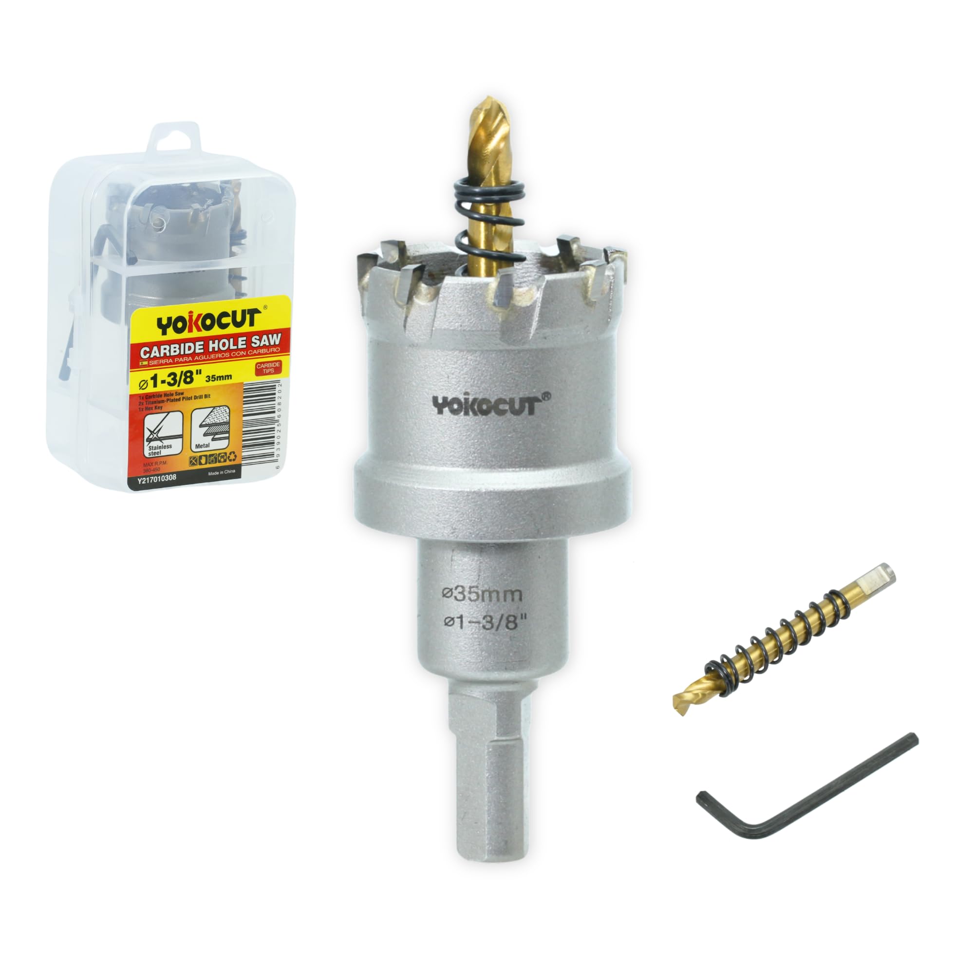 Photo 1 of 1-3/8 Inch Carbide Hole Saw, Hole Cutter Carbide Tipped with Pilot Drill Bit, TCT Hole Saws for Stainless Steel, Metal, Iron, Copper, Brass, Plastic, Wood