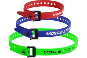 Voile Straps® 3 Pack – Nylon Buckle | 3-Pack of Heavy-Duty UV-Resistant Polyurethane Straps | 15", 20", and 25" | Outdoor, Bikepacking, Repairs – Made in USA (Red-Blue-Green)
