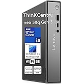 Lenovo ThinkCentre neo 50q Gen 5 1L Mini Desktop, Intel Core 5 210H 8-Core | 8GB DDR5, 256GB SSD, Wi-Fi 6E, Windows 11 Pro, Ultra-compact 1L desktop with dual display support, and enterprise security