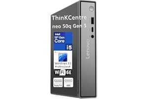 Lenovo ThinkCentre neo 50q Gen 5 Mini Desktop PC, Intel Core i5-13420H 8-Core, 8GB DDR5 RAM, 512GB SSD, WiFi 6E, Bluetooth 5.3, Dual Display, USB-C, Windows 11 Pro - Business Office Remote Work
