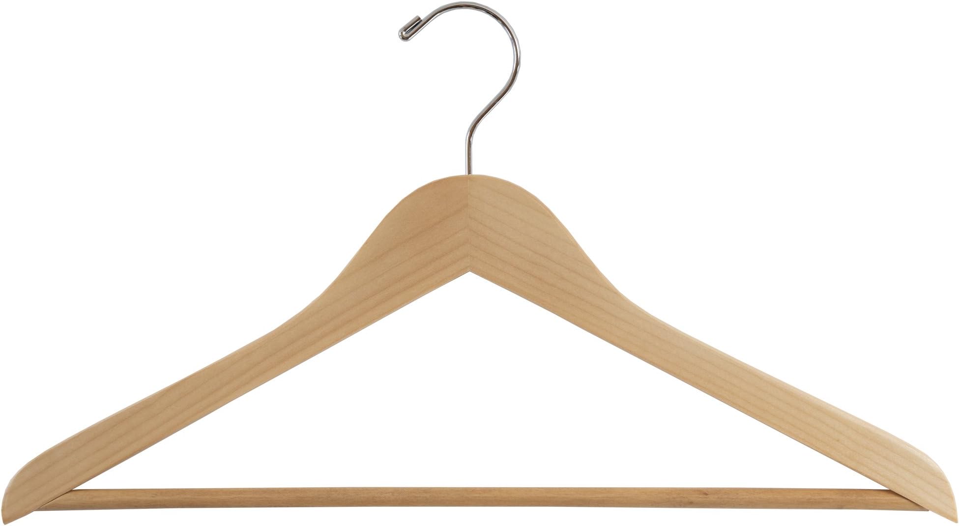 NAHANCO 80-17 17โ Flat Wooden Suit Hanger with Chrome Hook, Natural (Pack of 100)