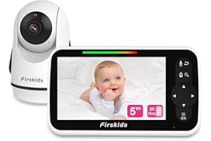 Firskids 5" Baby Monitor with 30Hour Battery Life, 1000ft Long Range Baby Monitor with Camera and Audio, Night Vision VOX Mode 2 Way Talk for Baby Elderly Indoor Monitoring
