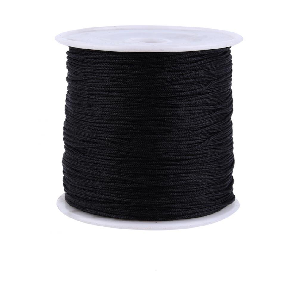 GLOGLOW 20 colors 100M x 0.8mm Nylon Cord Satin String Rattail Satin Nylon Trim Cord Chinese Knot for Necklace Bracelet Beading Jewelry Making (Black)