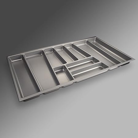 ORGA-Box II Besteckeinsatz für Nobilia 90er Schublade (462 x 805 mm Bitte MESSEN Sie Ihr SCHUBLADENINNENMAß!) Silbergrau