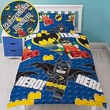 Lego Batman Movie Hero Single Duvet Cover Set - Rotary Design UK duvet cover size 53in x 78in