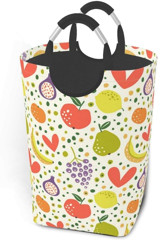 Cesto de lavandería sin costuras con puntos de frutas jugosas, grande