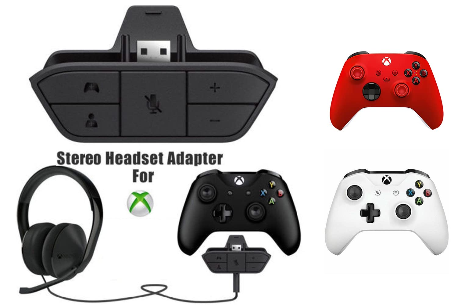 Stereo Headset Adapter for Xbox One/One S/Elite 1&2/for Xbox Series X|S Controllers, Mic Headphone Adapter for Xbox One Controller, Audio Kit for Xbox Series S|X X One