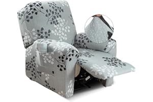 Iauddy Recliner Slipcover-Stretch Soft Slip Reclining Chair Slipcovers 4-Pieces Furniture Protector for Recliner with Pocket Fitted Sofa Couch Cover Lazy Boy Chair Cover