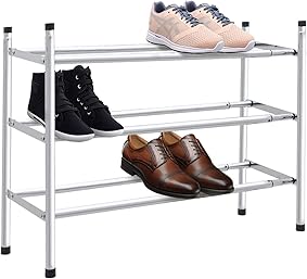 ZAPATERO DE METAL ESTANTERIA PARA ZAPATOS EXTENSIBLE 62 A 115 CM 3 BALDAS HASTA 18 PARES 