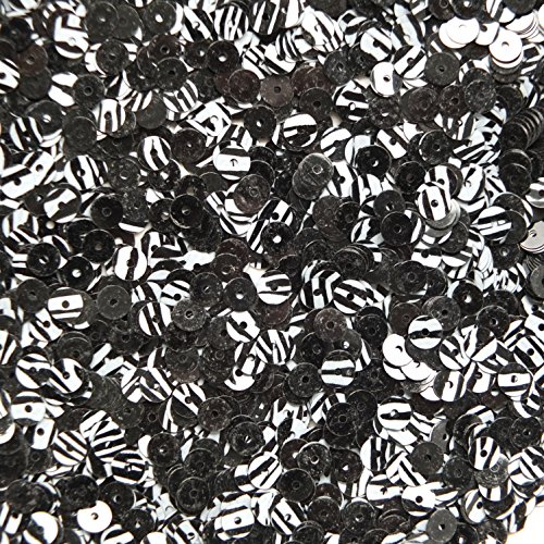 5mm Flat Round Sequin Paillettes ~ Gray Black Stripe Tiger Effect Metallic ~ Loose sequins for embroidery, bridal, applique, arts, crafts, and embellishment. Made in USA.