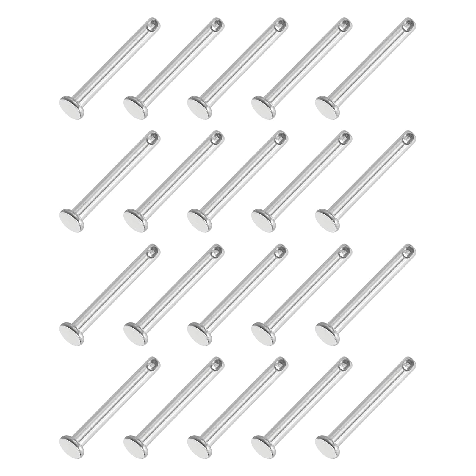 PATIKIL 3 x 25 Mm Single Hole Clevis Pins, 20 Pcs 304 Stainless Steel Flat Head Pin for Hitch Pin Lock Link Hinge Systems, Silver