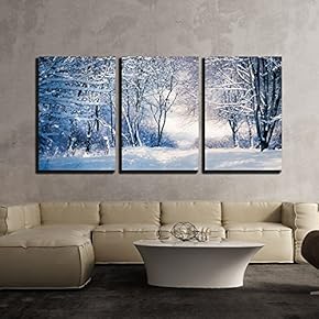 Winter Landscape in Snowy Forest - Canvas Art - 16"x24"x3 Panels